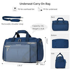 Small Underseat Carry On Luggage Bags for Travel with 10 Pockets (Blue / Underseat Carry-On)