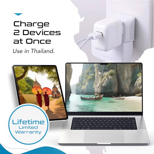 Thailand Travel Adapter with Dual Usa Input (White)