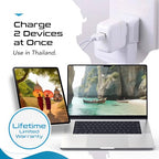 Thailand Travel Adapter with Dual Usa Input (White)