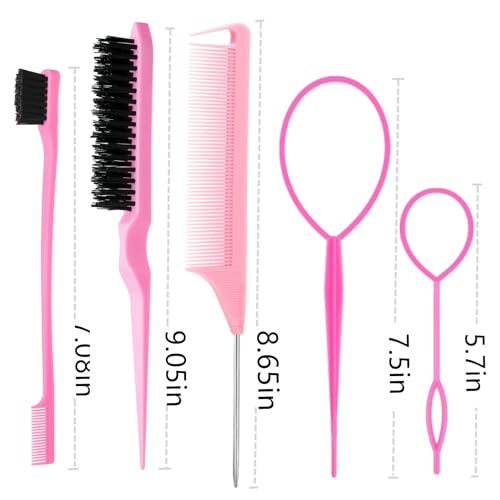 8Pcs Hair Brushes Set wit (Pink)
