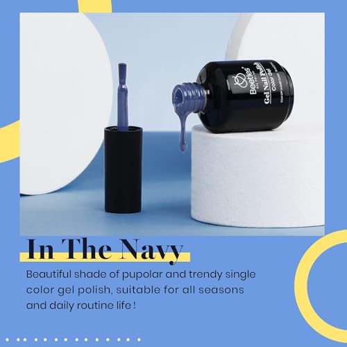 Beetles Blue Gel Nail Polish 15ML Soak Off UV Gel for Fall Nail Art DIY (D - Creme Blue | Grayish Blue)