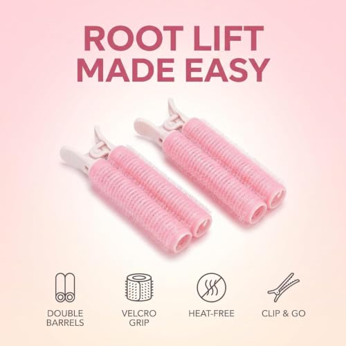 4 Pcs Pink Hair Rollers with Clip for Volumizing Bangs Curls
