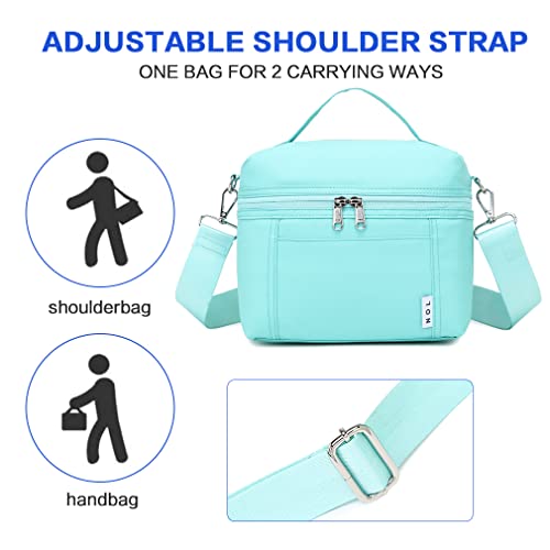 NOL Insulated Lunch Bags for Women Cooler Bag Lightweight Nylon Waterproof Lunch Box for Work Cyan Small 4L (Cyan / Small (4 Liters))
