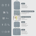Lightweight Compression Packing Cubes for Suitcases (Gray / 7 Set)