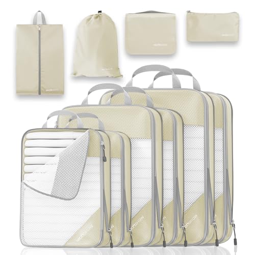 Compression Packing Cubes 10 Set (Beige / 10 pcs)