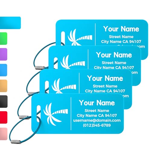 4PCS Personalized Luggage Tag (Lake Blue / Small)