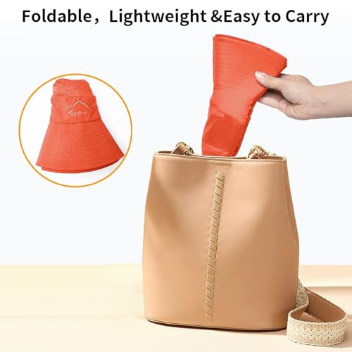 Sun Hats for Men Women UPF 50+ Breathable Wide Brim Summer Fishing (Orange)