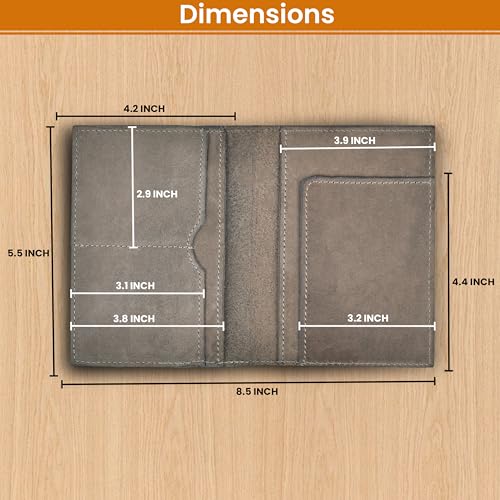Leather Passport Holder Cover (Grey)