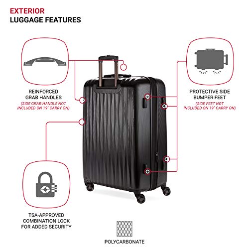 7272 Energie Expandable Hardside Luggage with Spinner Wheels and TSA Lock (3-Piece Set (19/24/27) / Black)