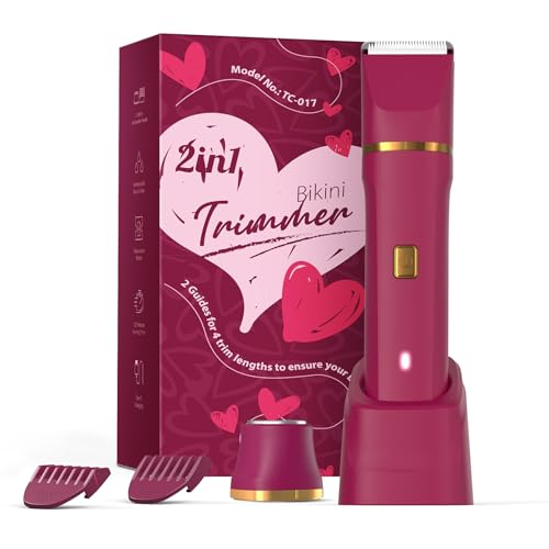2-in-1 Bikini Trimmer for Women, Beach Essentials for Women (Berry Red)