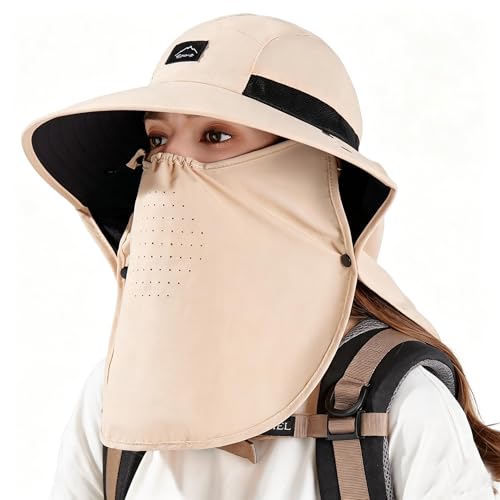 Outdoor Sun Hat for Men Women (1pack--beige(face Cover))