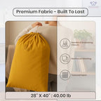 LFH Home Large Premium Cotton Rich Canvas Laundry Bag with Drawstring and Handles Heavy Duty (28”x40” (Pack of 2) / Yellow)
