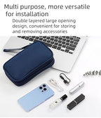 Electronic Organizer Travel Cable Accessories BagPouch Portable Waterproof Storage Bag Electronic Organizer Case for Cable (Dark Blue)