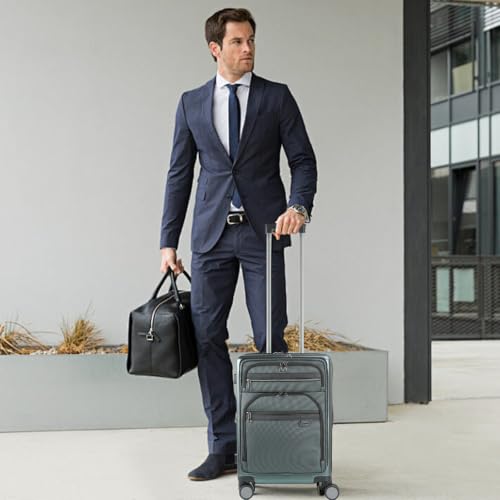 Carry On Luggage 22x14x9 Airline Approved 20 Inch Suitcases (Dark Green)