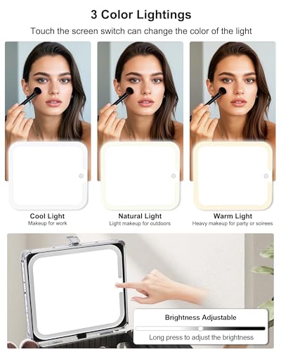 Makeup Bag with LED Mirror (White / Small)