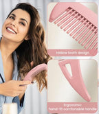 Dandruff Comb Removal 2PC Hollow Fine Tooth Scalp Detox Hair Care Tool (Pink 1PC)