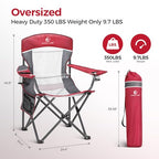 Heavy Duty 400lbs Mesh Back Camping Chairs with Lumbar Support (Red / 1PC)