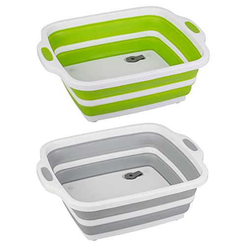 2 Pack Collapsible Cutting Board (White/Green and White/Grey)