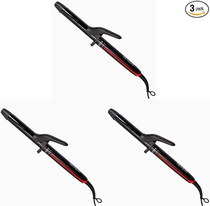REVLON Smoothstay 1 Inch Curling Iron - Coconut Oil Infused Curling Wand Helps Enhance Shine & Smoothness,Creates Tight Bouncy Curls,and Reduced Frizz,(Pack of 3)
