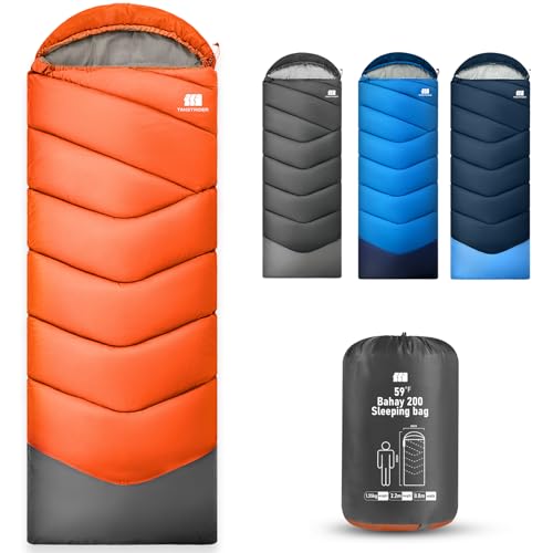 Sleeping Bags for Adults Kids 4 Season Camping Sleeping Bag Gear (Orange)