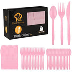 90 Pieces Pink Plastic Cutlery Set (Pink)