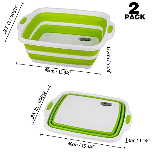 2 Pack Collapsible Cutting Board (White/Green and White/Grey)