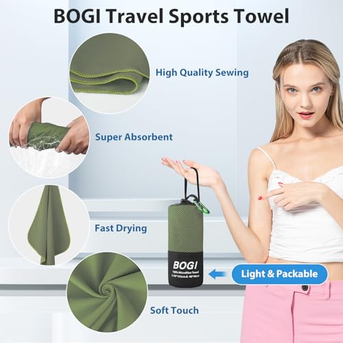 Microfiber Travel Sports Towel (Army Green / S:16''x32''(2 Pcs))