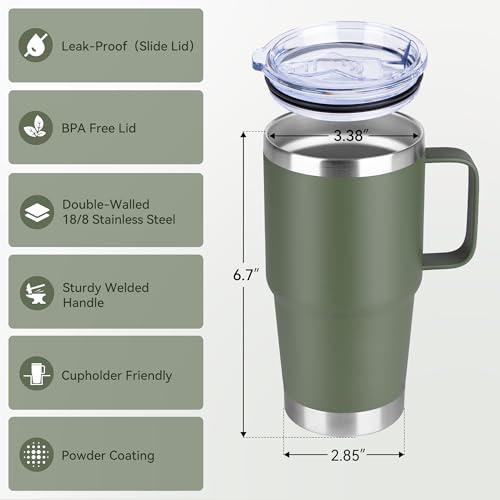 20oz Tumbler Bulk with Lid (Army Green / 20 Ounces-12)