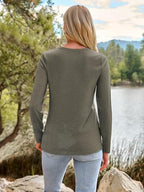 Long Sleeve Shirts for Women Casual Crewneck Tops Basic Tees (Medium / 01olive)