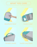 6 Set Compression Packing Cubes for Travel (Cyan / Set of 6)