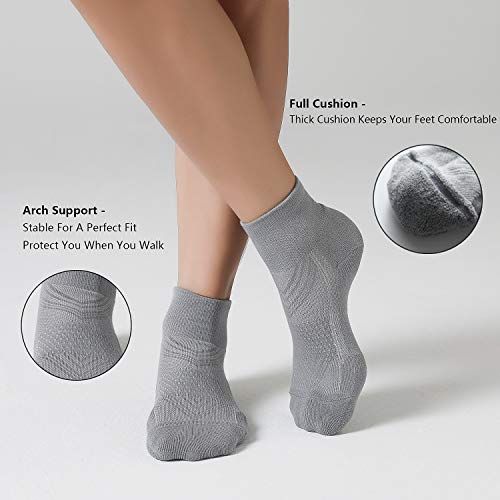 6 Pack Women's Ankle Socks with Cushion (Small / Grey)