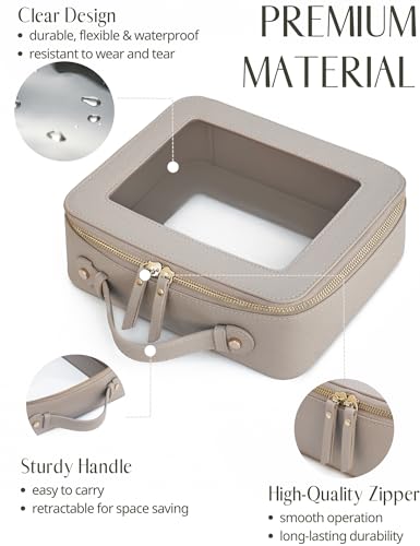 Clear Makeup Bag Travel Cosmetic Case Clear Toiletry Bag with Zipper Make Up Organizer Traveling Mahjong Tile Bag Stone Large (Stone / Large Luxe)