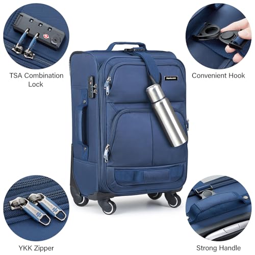 2 Piece Softside Expandable Luggage Sets with Spinner Wheels (Blue / 2 Pc Set(20/28))