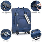 2 Piece Softside Expandable Luggage Sets with Spinner Wheels (Blue / 2 Pc Set(20/28))