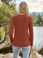 Long Sleeve Shirts for Women Casual Crewneck Tops Basic Tees (XX-Large / 01rust)