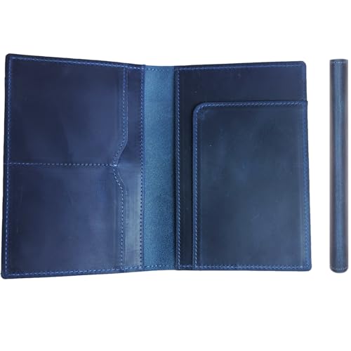 Albatross Leather Travel Passport Holder (Navy B)