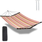 12FT 2 Person Hammock V Shaped Spreader Bar (Coral Red Stripes)