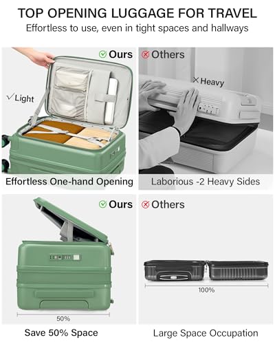 20 Inch Expandable Carry On Luggage 22x14x9 Airline Approved (Forest Green / 20 Inch EXT)