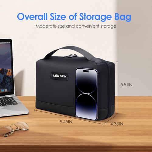Premium Waterproof Electronics Organizer Travel Bag with Handle (Black)