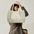 Tote Bag for Women Vegan Leather Shoulder Purse Trendy Travel Bag (Cream White)