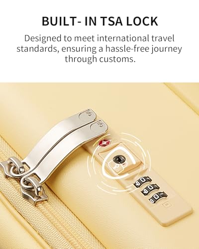 Expandable Top Open Carry On Luggage 22x14x9 Airline Approved (Cheese Yellow / Carry-On 20-Inch)