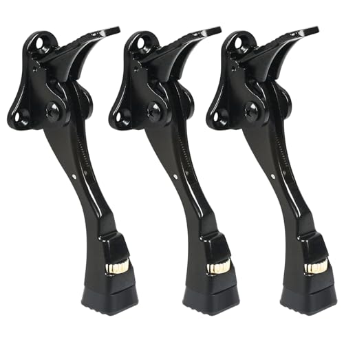 3 Packs Heavy Duty Kickdown Door Stopper (Black / 4 inch x 3pack)