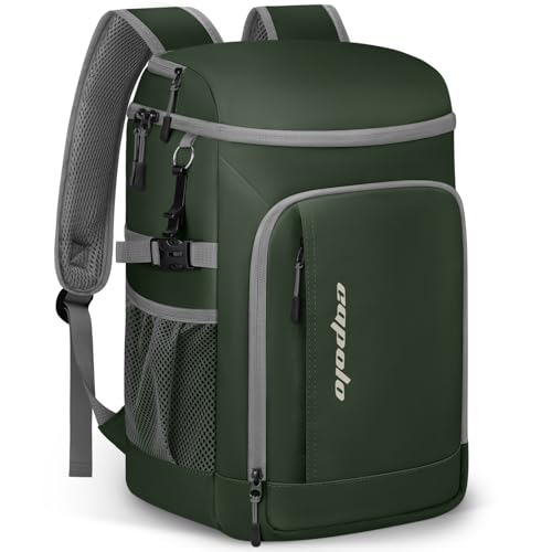 Cooler Backpack Insulated Leak Proof for Women Men Soft Cooler Bag (36 Cans / Leather Green)