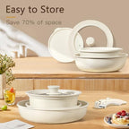 21PCS Pots and Pans Set Nonstick Cookware Set with Detachable Handle (Cream White / 21PCS-Big Size)