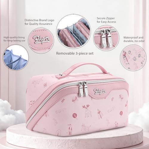 Travel Makeup Bag Cosmetic Bags for Women (L-5-Pink)
