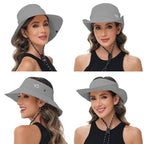 Sun Hats for Women Bucket Hat UV Protection Fishing Hat Wide Brim Safari Hats 2 in 1 Zip (1pack-light Grey)