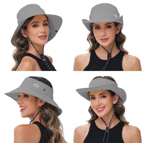 Sun Hats for Women Bucket Hat UV Protection Fishing Hat Wide Brim Safari Hats 2 in 1 Zip (1pack-light Grey)
