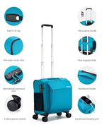 16 Inch Underseat Carry On Luggage with Wheels Small Suitcase Softside Luggage Bags for Travel Lightweight Suitcases with Wheels Travel Luggage Personal Item for Men and Women (Caribbean Blue / 16 Inch)