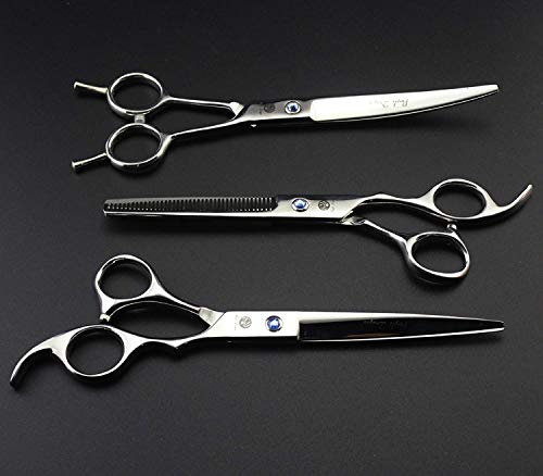 7" Dog Grooming Scissors Set with Rhinestone Accent (Silver)