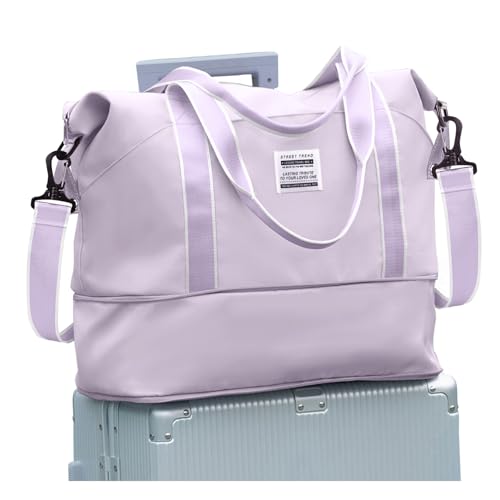 Weekender Duffel Bags for Travel Women Carry On Personal Item 18x14x8 Gym (A103-purple1-expandable / X-large)